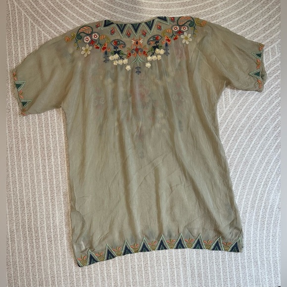 Johnny Was Tamaya Túnica Embroydered Floral Tropical Cruise vacation size M - Picture 2 of 9